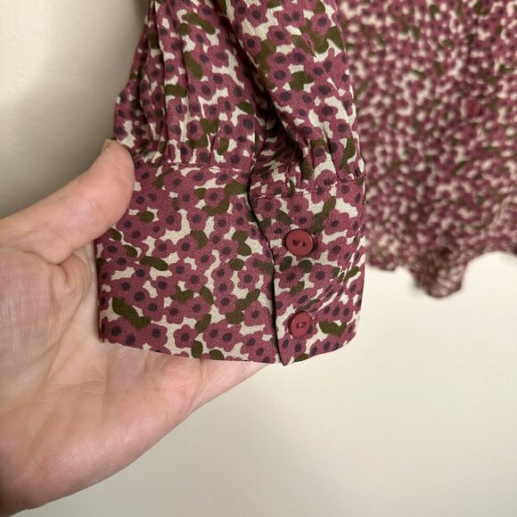 Ba&sh Pabi Printed Ruffle Neck Button Up Blouse Size M - Picture 7 of 15